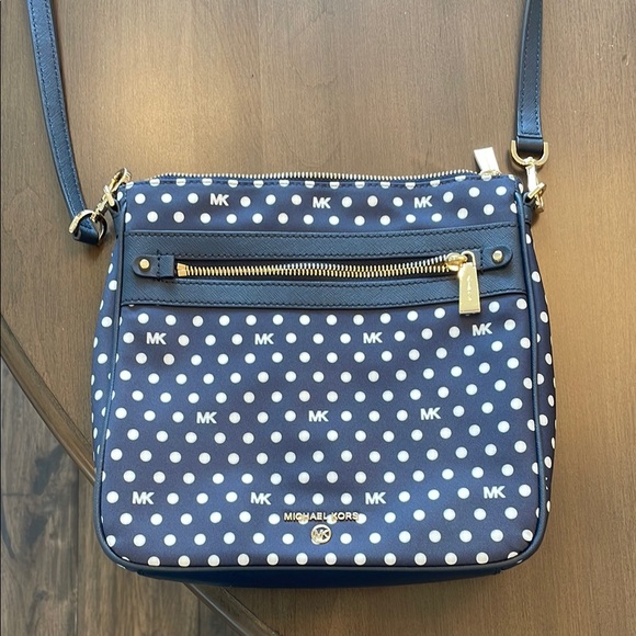 Michael Kors Handbags - Michael Kors Blue and White Polka Dot Crossbody Bag- new without tags